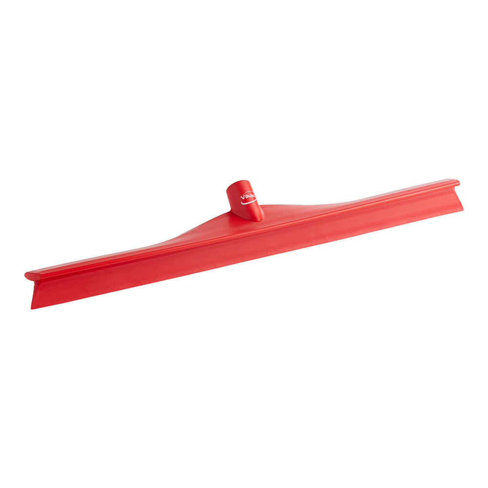 Vikan 71604 23 5/8" Red Ultra-Hygienic Single Blade Rubber Floor Squeegee with Plastic Frame