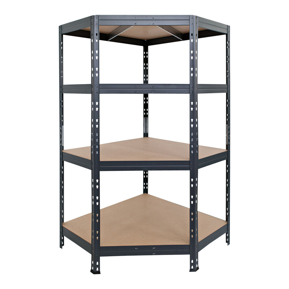 AR Shelving Garage Series 35" x 35" x 71" 4-Shelf Boltless Rivet Fiberboard Shelving Corner Unit