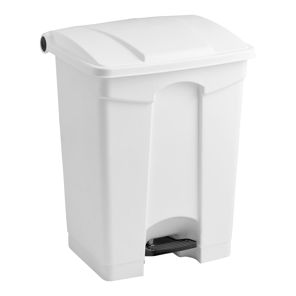 Lavex 72 Qt. / 18 Gallon White Rectangular Step-On Trash Can