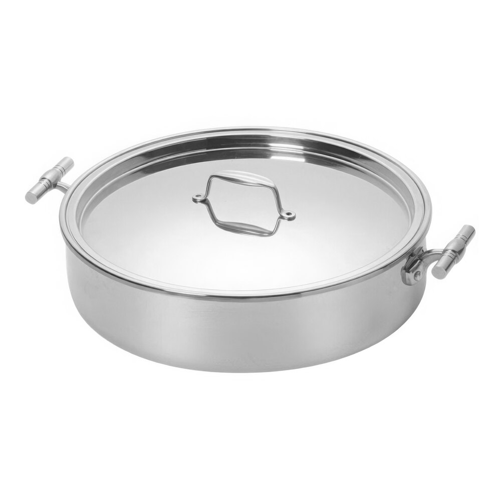 Eastern Tabletop 5926 6 Qt. Mirrored Stainless Steel Induction Pot with Flat Lid and Double Handles