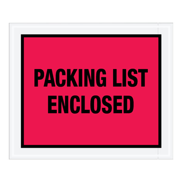 Lavex 10" x 12" 2 Mil Red Full Face Printed Polyethylene Packing List Envelope - 500/Case