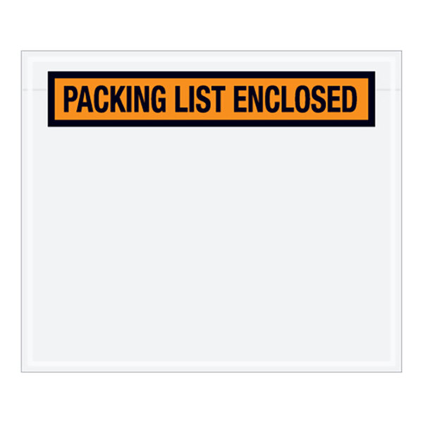 Lavex 5" x 6 1/2" 2 Mil Orange Panel Face Printed Polyethylene Packing List Envelope - 1,000/Case