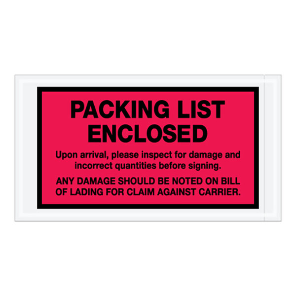 Lavex 5 1/2" x 10" 2 Mil Red Full Face Printed Polyethylene Inspection Envelope - 1,000/Case
