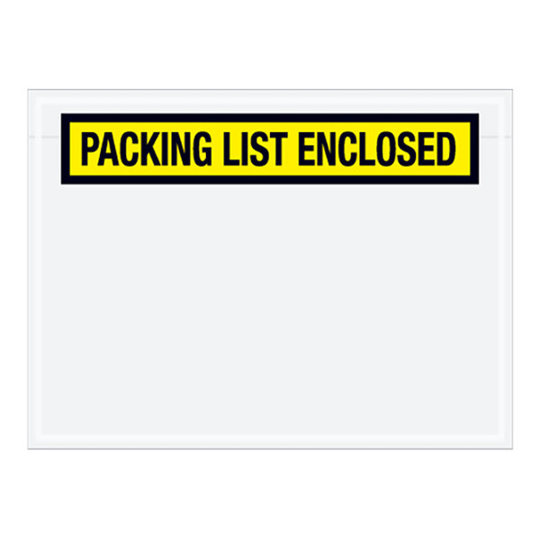 Lavex 5" x 6 3/4" 2 Mil Yellow Panel Face Printed Polyethylene Packing List Envelope - 1,000/Case