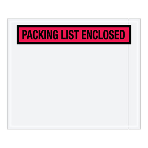 Lavex 10" x 12" 2 Mil Red Panel Face Printed Polyethylene Packing List Envelope - 500/Case