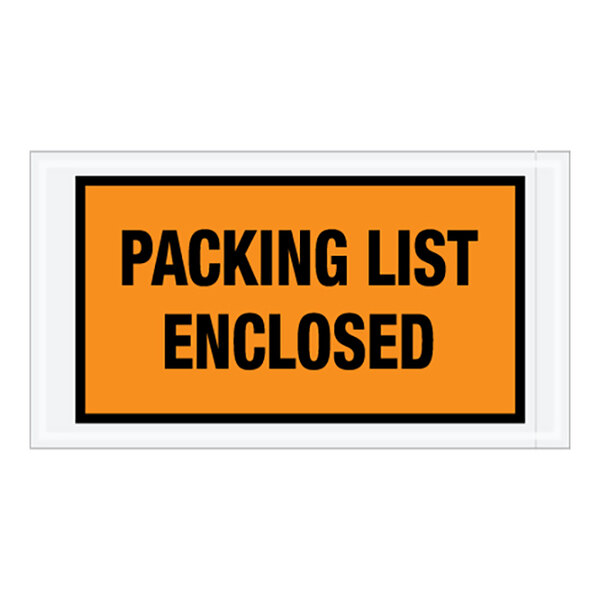 Lavex 5 1/2" x 10" 2 Mil Orange Full Face Printed Polyethylene Packing List Envelope - 1,000/Case