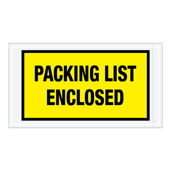 Lavex 5 1/2" x 10" 2 Mil Yellow Full Face Printed Polyethylene Packing List Envelope - 1,000/Case
