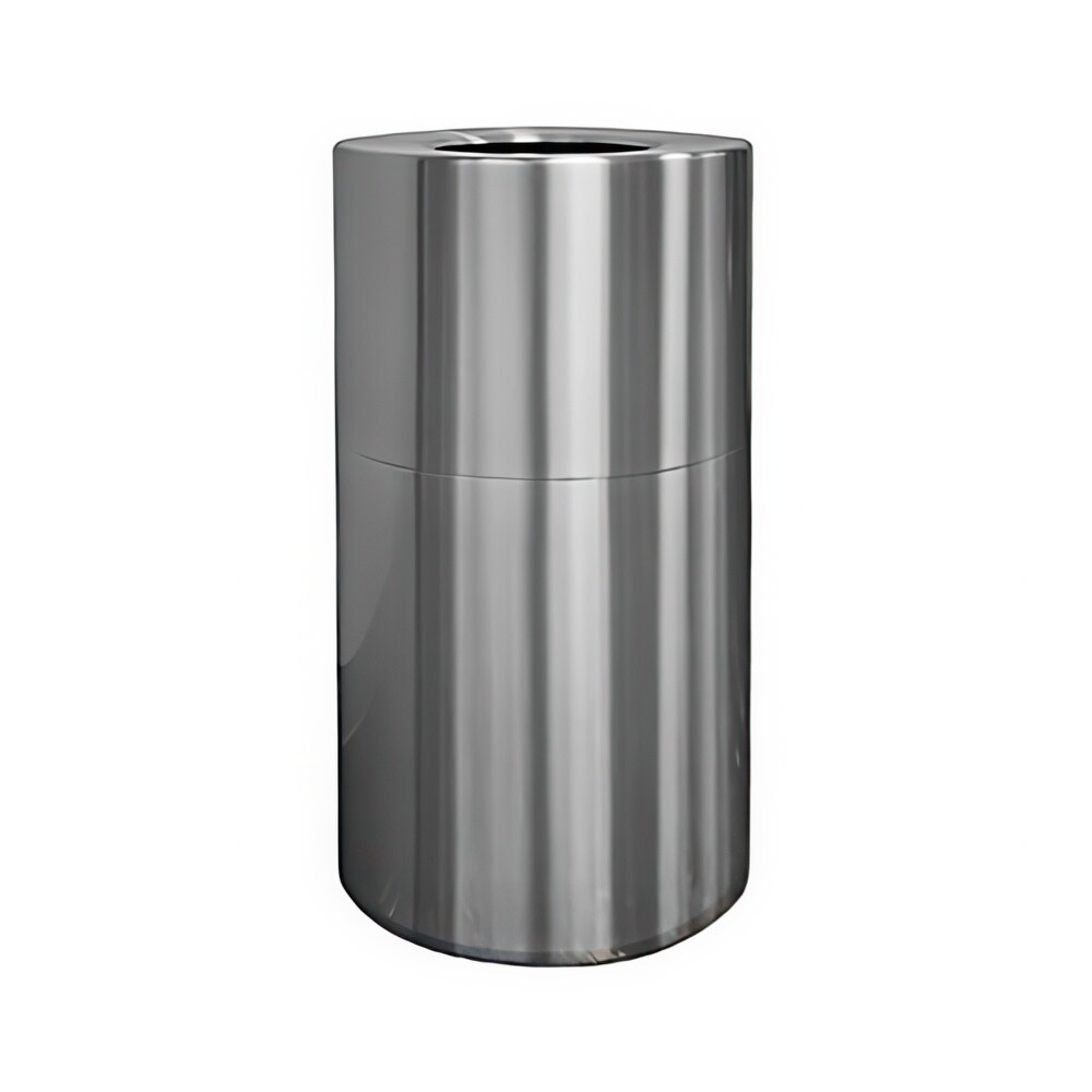 Witt Industries AL35-CLR 35 Gallon Aluminum Satin Clear Finish Round Indoor Decorative Trash Can