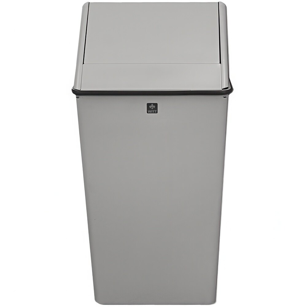 Witt Industries 1311HTSL 13 Gallon Slate Gray Steel Decorative Trash Can with Swing Top Lid