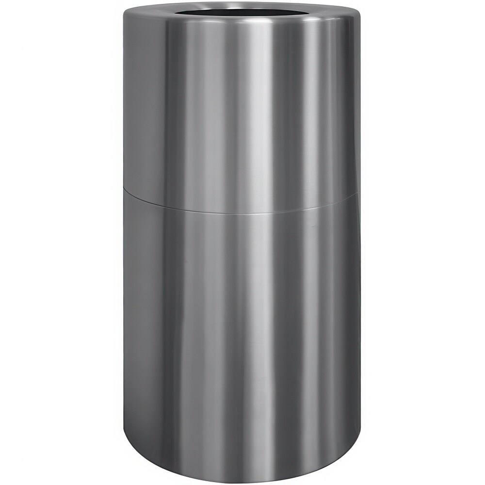 Witt Industries AL18-CLR 24 Gallon Aluminum Satin Clear Finish Round Indoor Decorative Trash Can