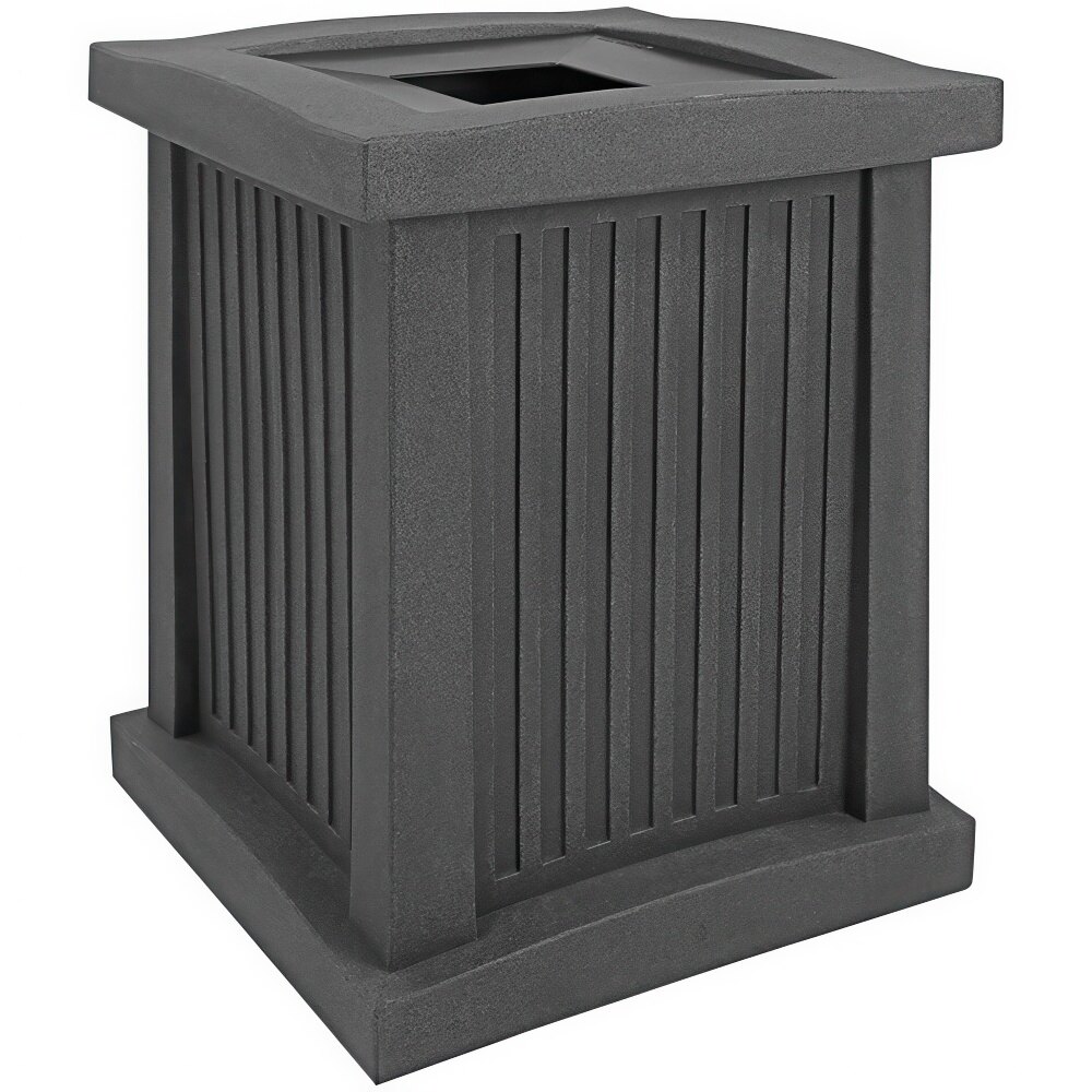 Wausau Tile WS1072 Prairie 22 Gallon Plastic Square Trash Can with Aluminum Pitch-In Lid