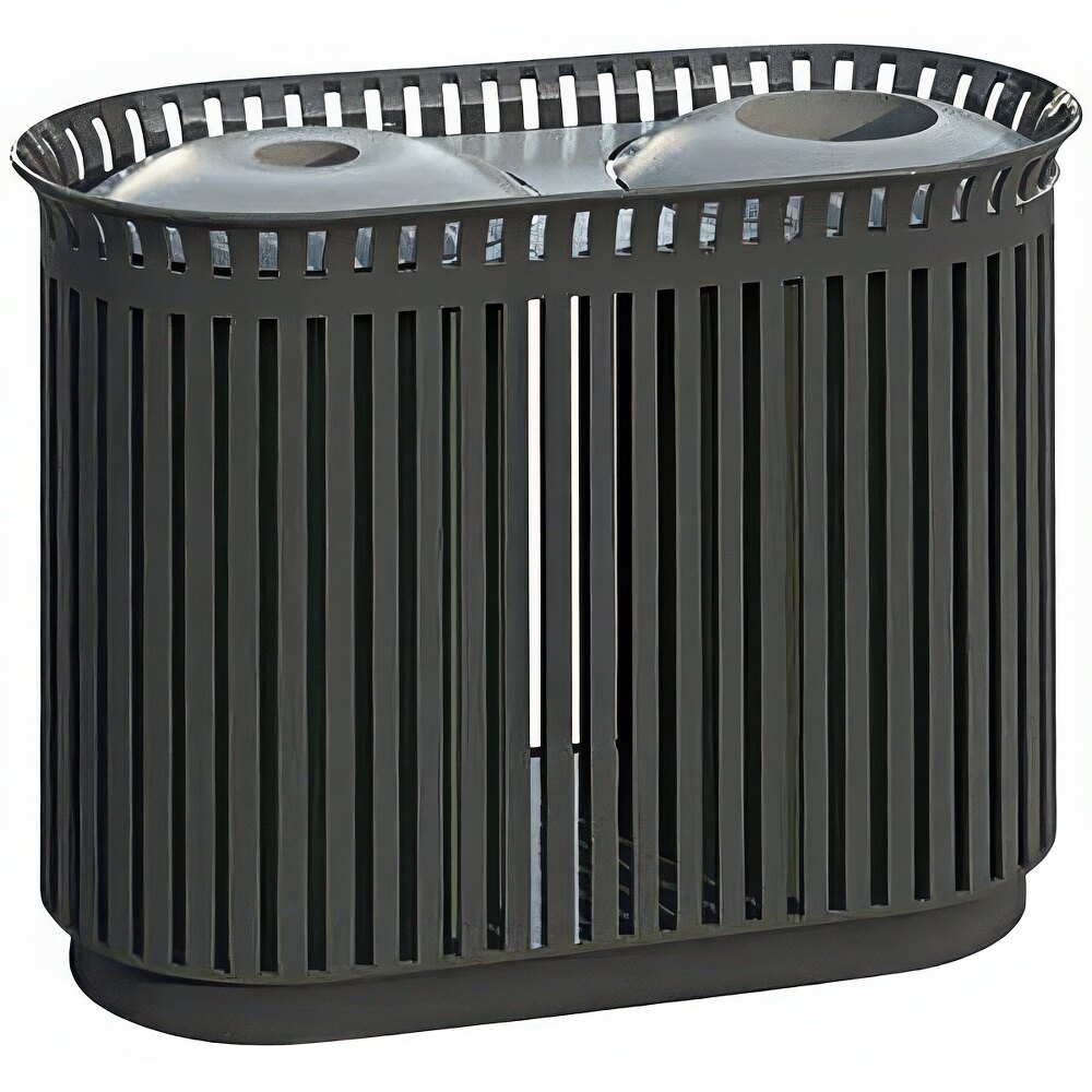 Wausau Tile MF3261 72 Gallon Double Flat Steel Outdoor Trash Can with Two Aluminum Lids