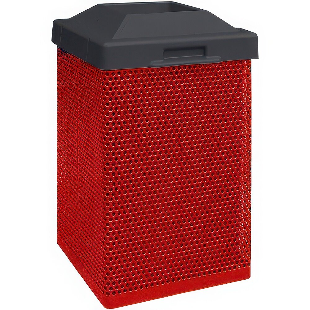 Wausau Tile MF3051 35 Gallon Steel Square Trash Can with Plastic Pitch-In Lid
