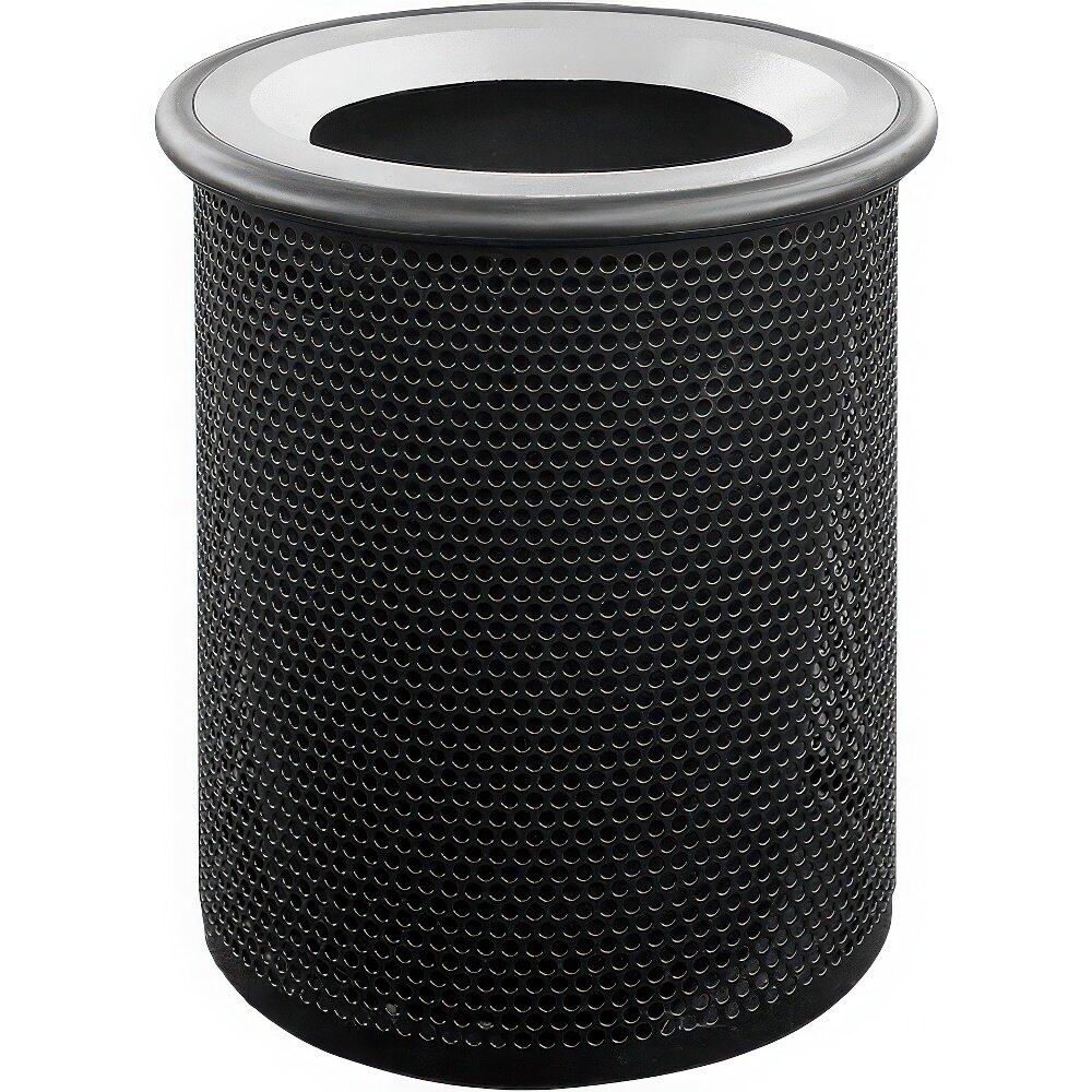Wausau Tile MF3004 Classic 28 Gallon Steel Round Trash Can with Wide Aluminum Funnel Lid