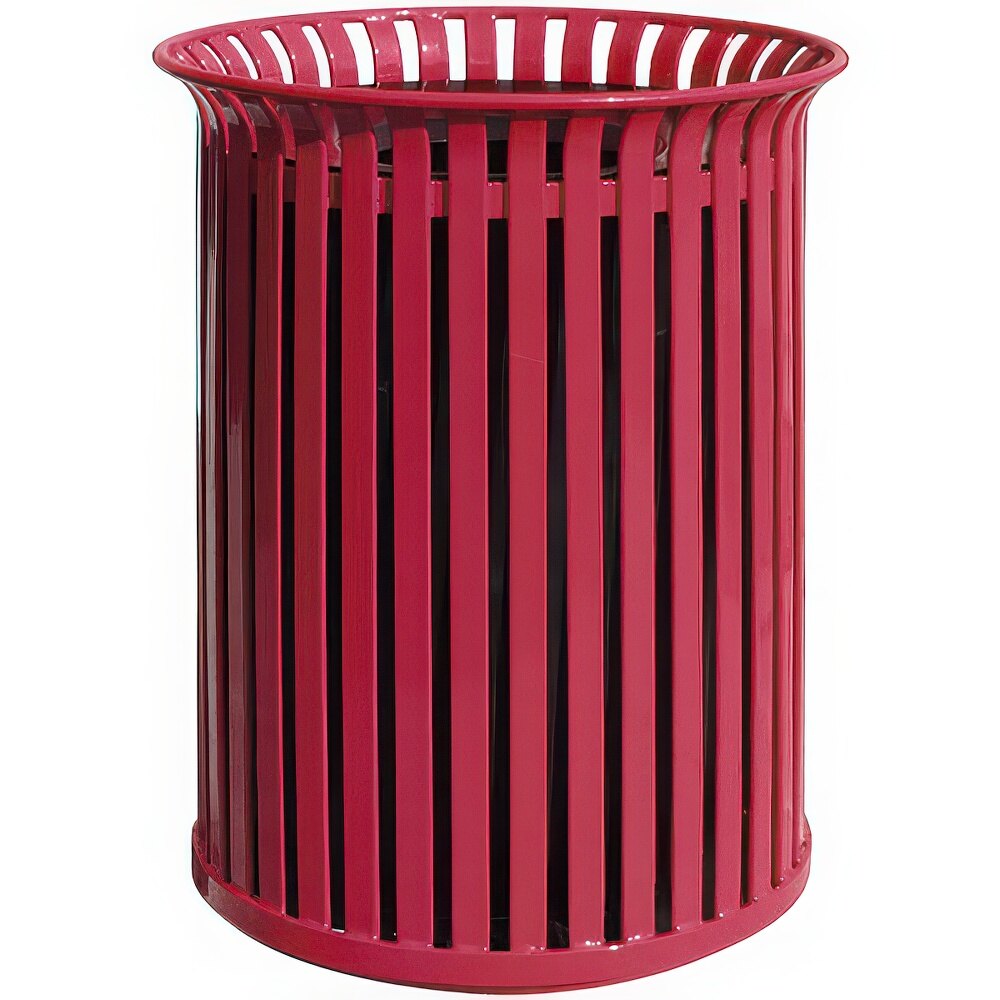 Wausau Tile MF3200 30 Gallon Flat Steel Round Trash Can with Aluminum Funnel Lid