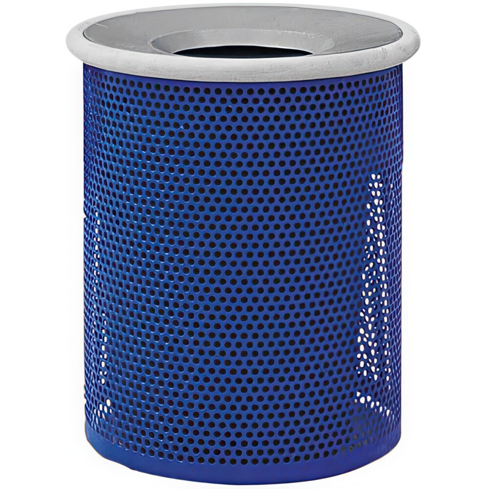 Wausau Tile MF3001 Classic 28 Gallon Steel Round Trash Can with Aluminum Funnel Lid