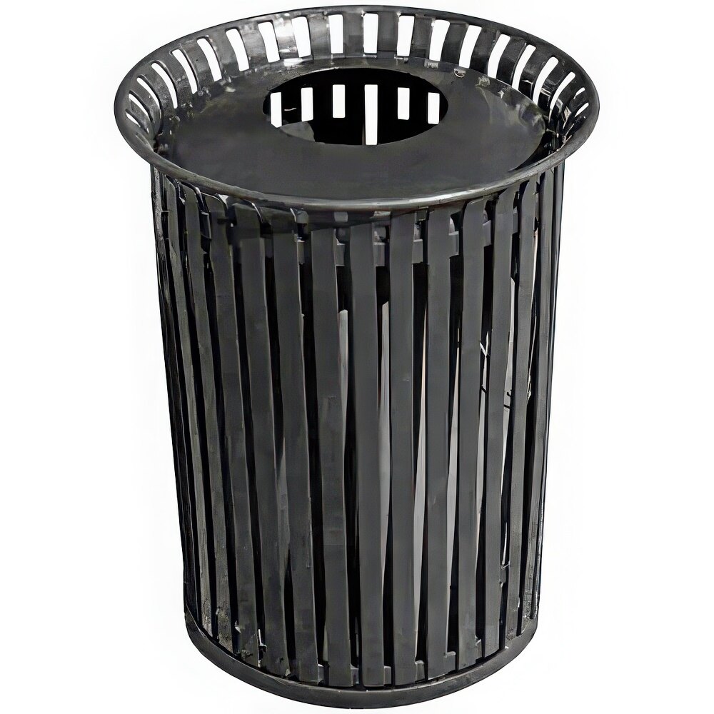 Wausau Tile MF3236 39 Gallon Flat Steel Round Trash Can with Aluminum Low-Profile Lid