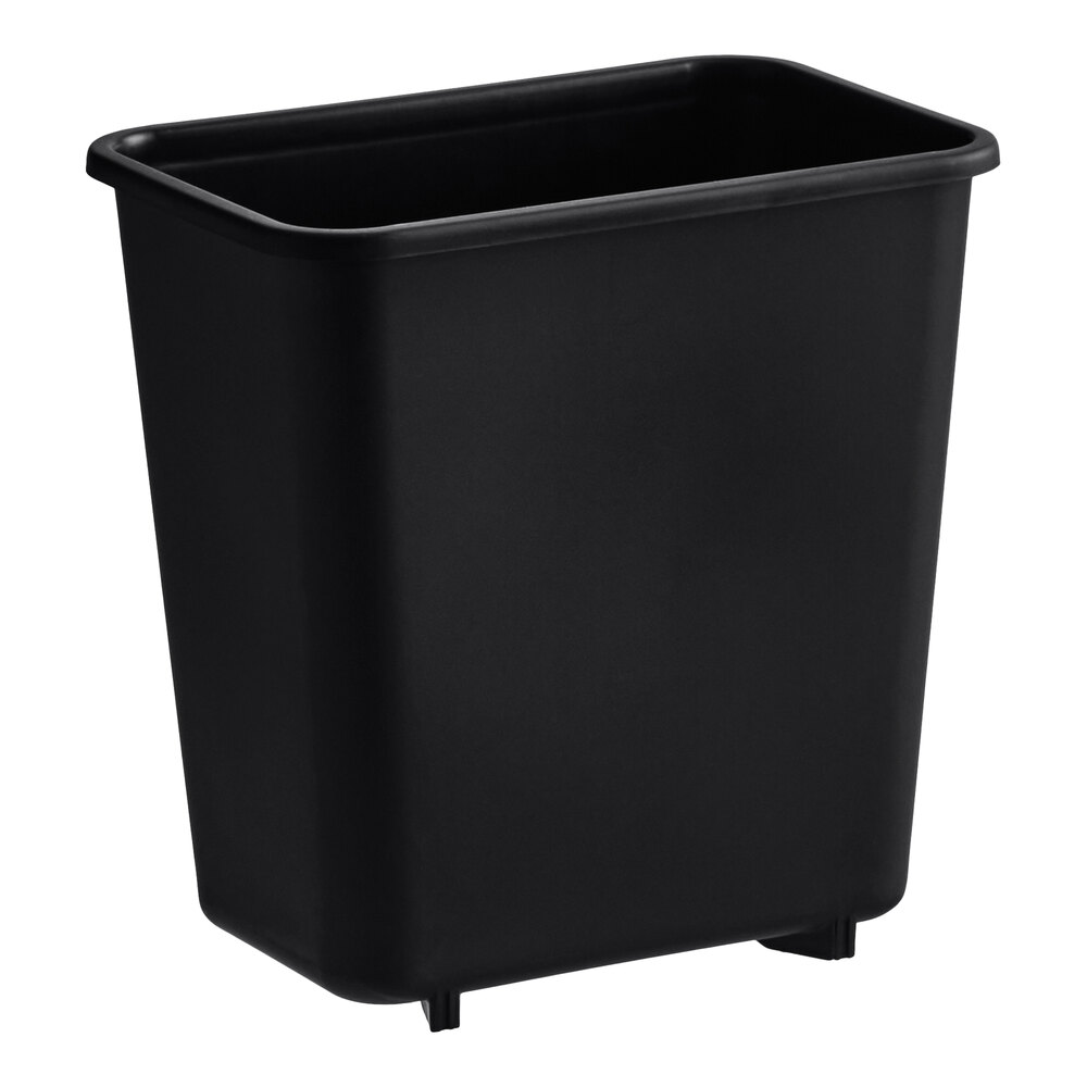 Lavex 7 Qt. / 1.75 Gallon Black Rectangular Wastebasket / Trash Can - 10/Case
