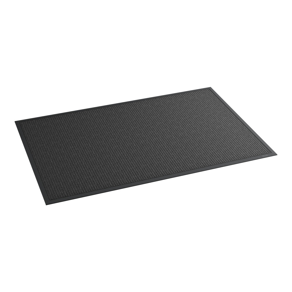Lavex Water Absorbent 4' x 6' Black Waffle Indoor Entrance Mat - 3/8" Thick