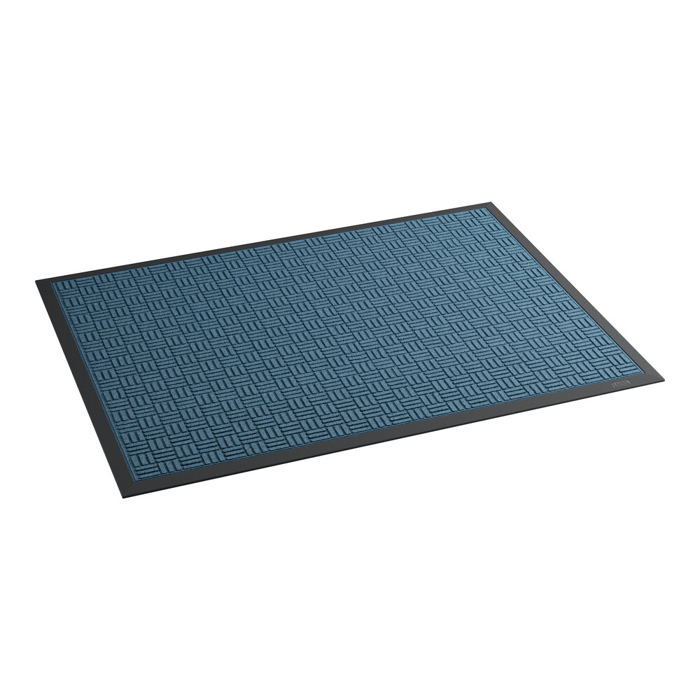 Lavex Water Absorbent 3' x 4' Blue Parquet Indoor Entrance Mat - 3/8" Thick