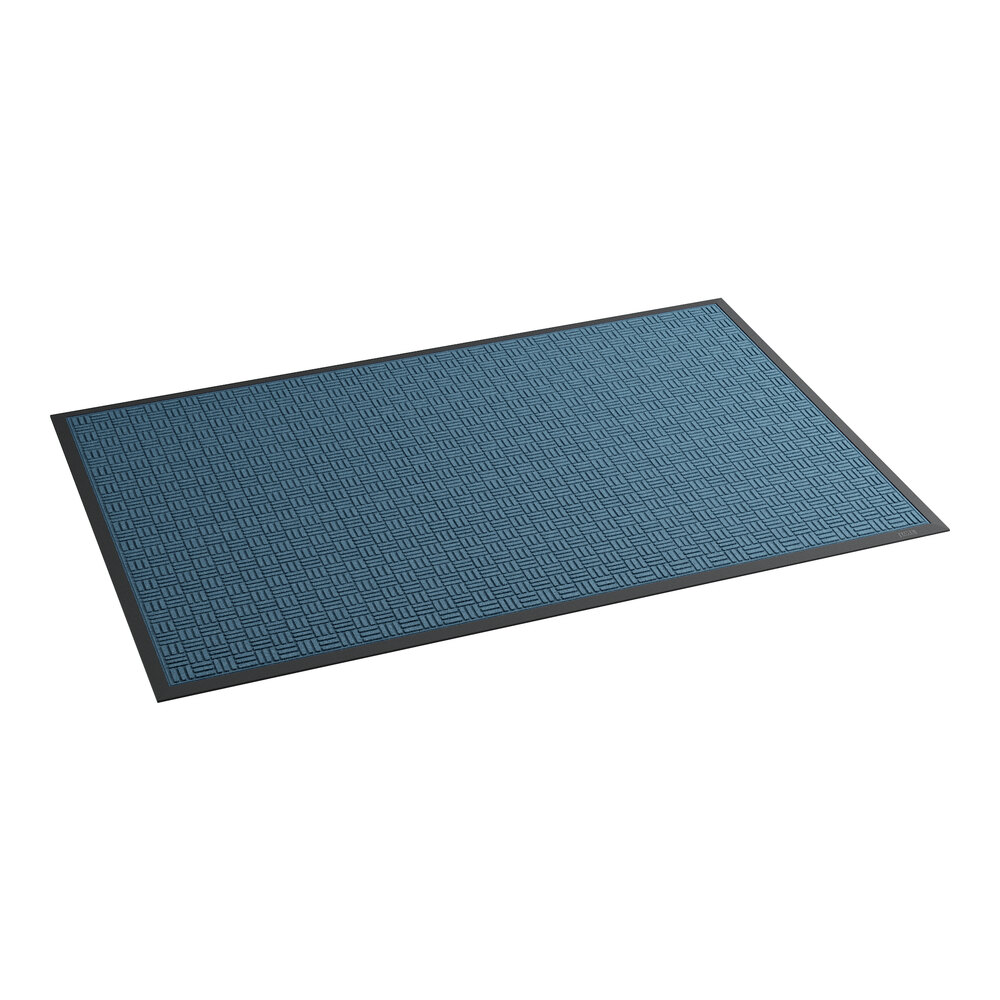 Lavex Water Absorbent 4' x 6' Blue Parquet Indoor Entrance Mat - 3/8" Thick