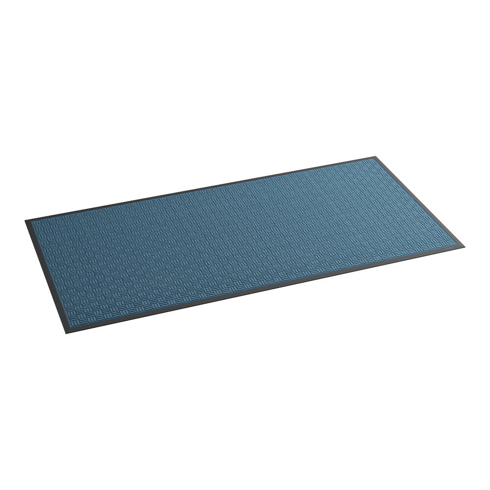Lavex Water Absorbent 4' x 8' Blue Parquet Indoor Entrance Mat - 3/8" Thick