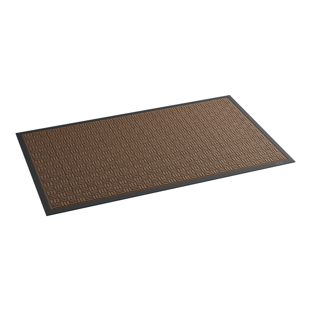 Lavex Water Absorbent 3' x 5' Brown Parquet Indoor Entrance Mat - 3/8" Thick