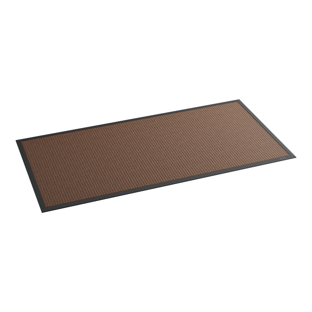 Lavex Water Absorbent 3' x 6' Brown Waffle Indoor Entrance Mat - 3/8" Thick