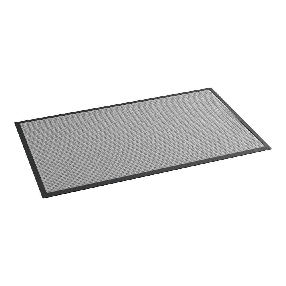 Lavex Water Absorbent 3' x 5' Gray Waffle Indoor Entrance Mat - 3/8" Thick