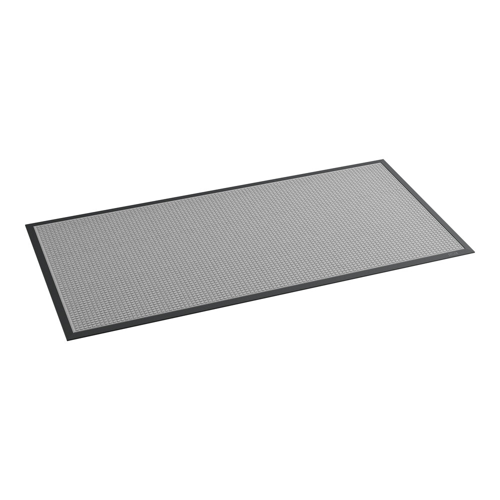 Lavex Water Absorbent 3' x 6' Gray Waffle Indoor Entrance Mat - 3/8" Thick