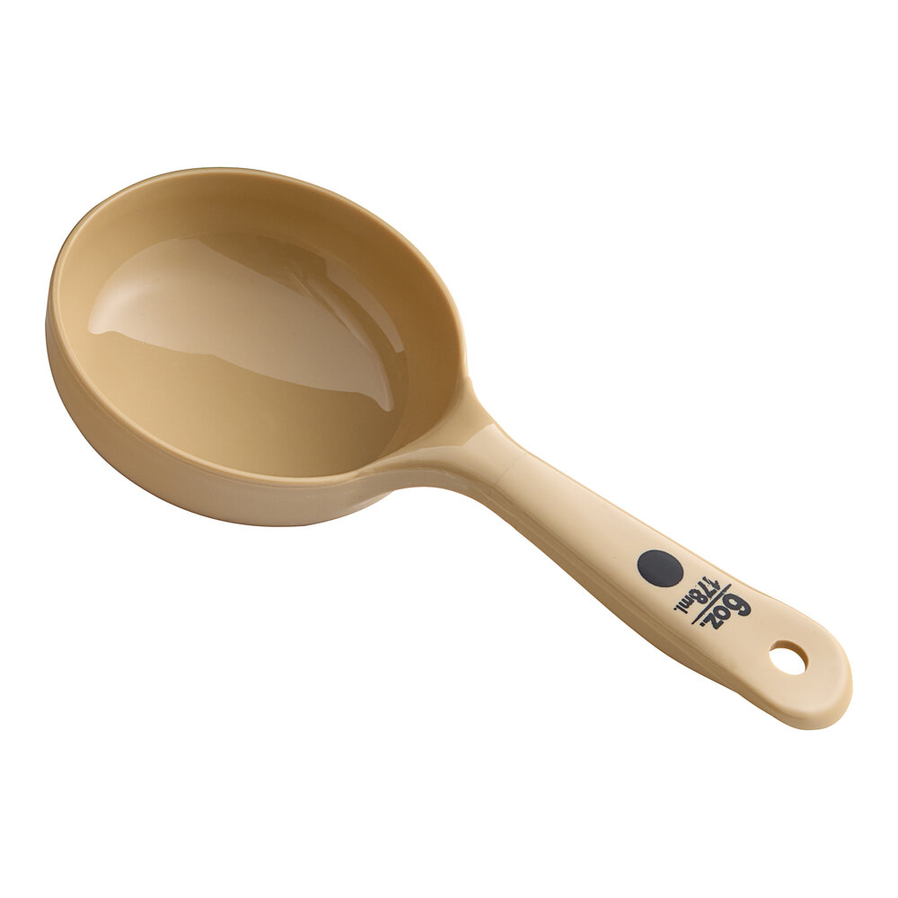 Carlisle 433006 Measure Misers 6 oz. Beige and Black Color Coding Polycarbonate Short Handle Solid Portion Spoon