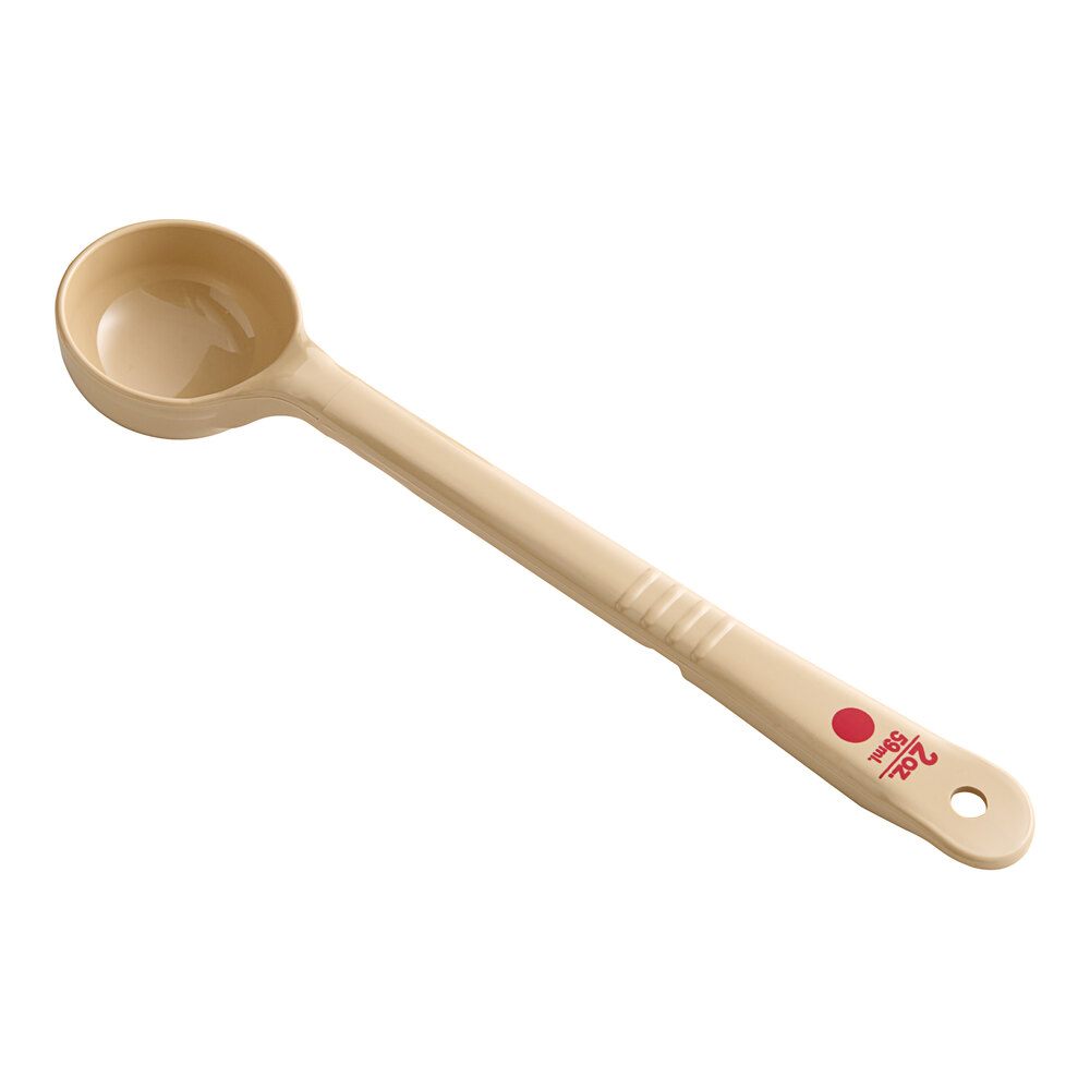 Carlisle 436006 Measure Misers 2 oz. Beige and Red Color Coding Polycarbonate Long Handle Solid Portion Spoon