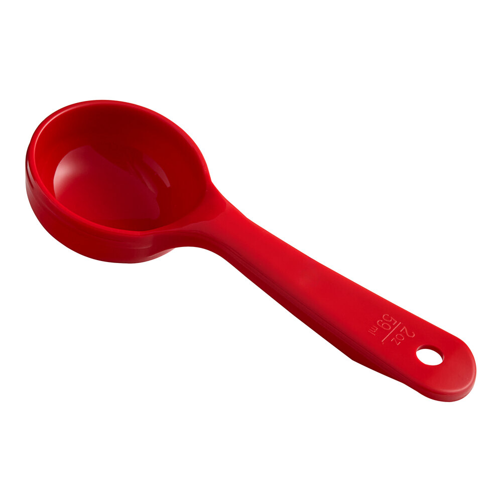 Carlisle 492405 Measure Misers 2 oz. Red Acetal Short Handle Portion Spoon