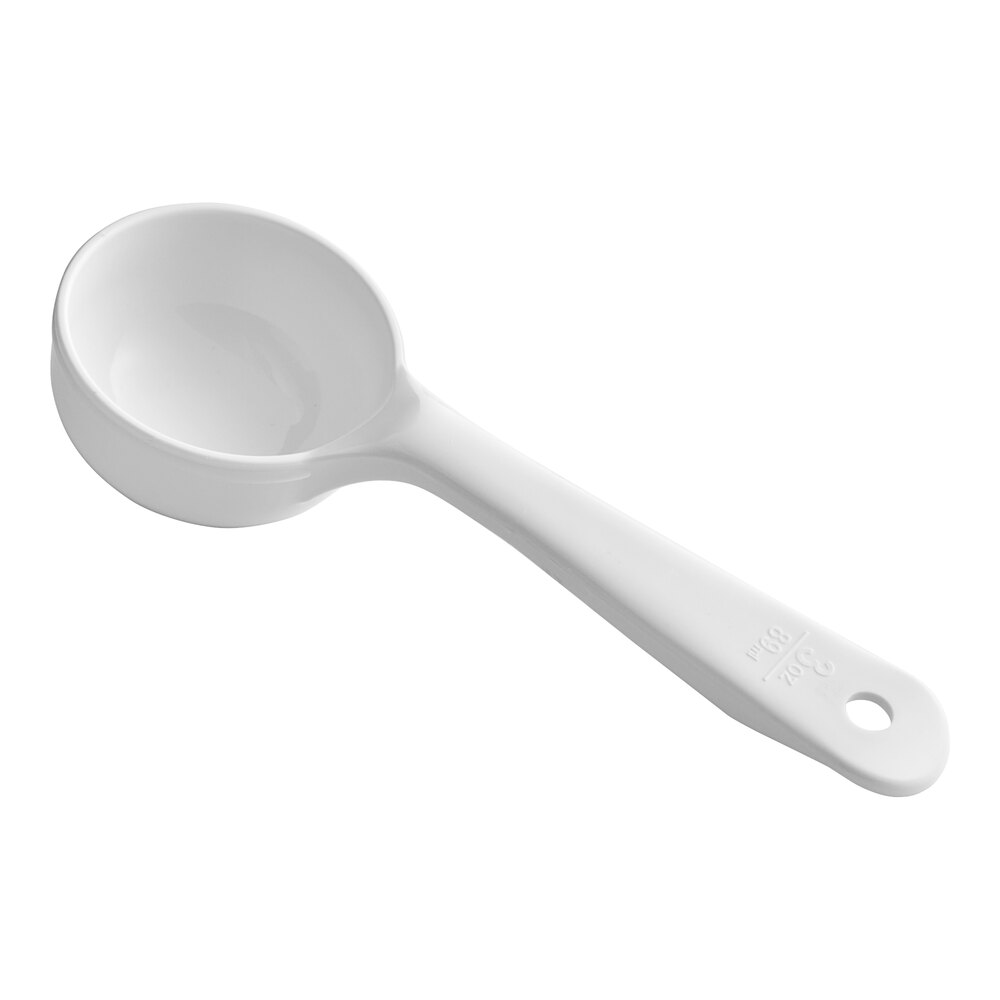 Carlisle 492602 Measure Misers 3 oz. White Acetal Short Handle Portion Spoon