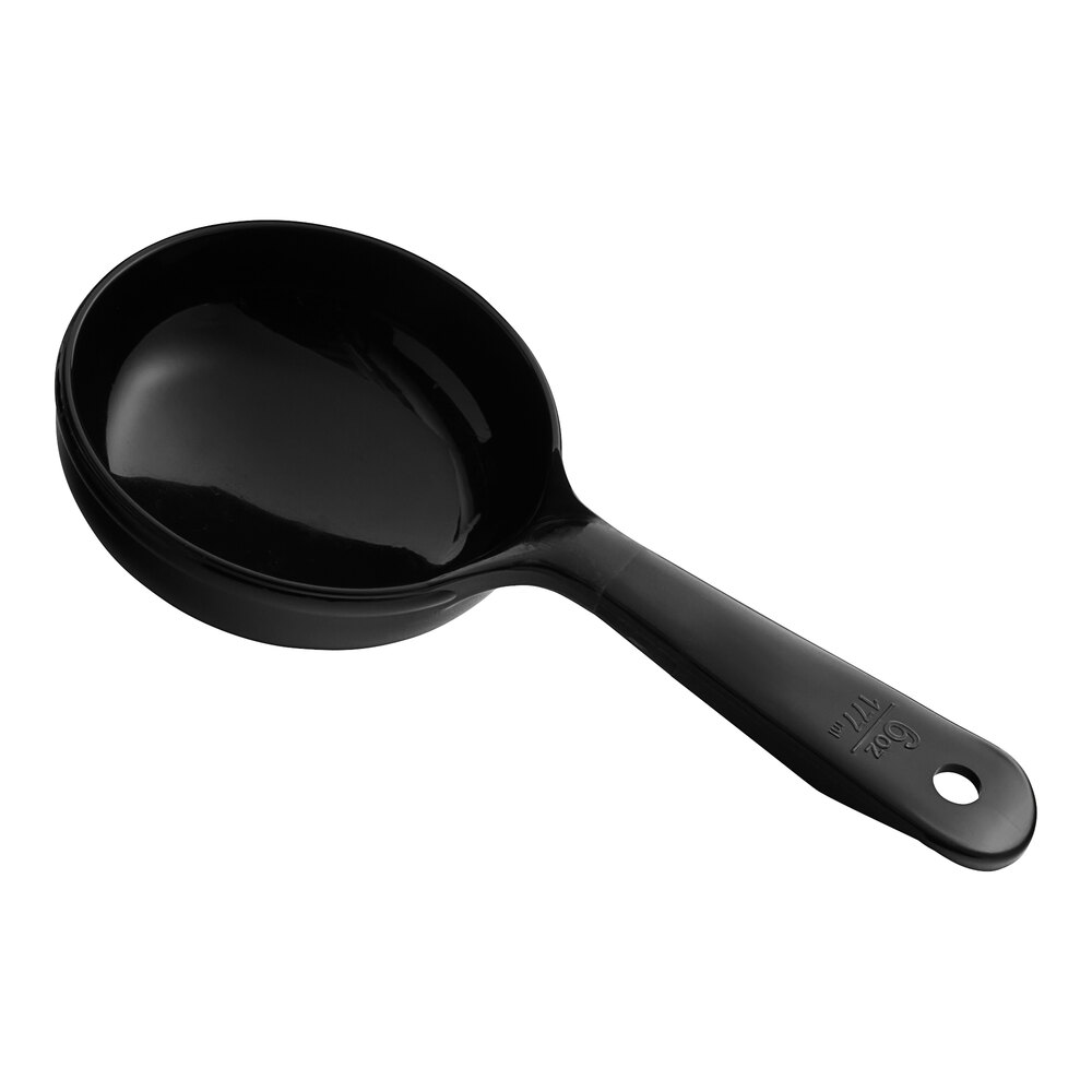 Carlisle 493003 Measure Misers 6 oz. Black Acetal Short Handle Portion Spoon
