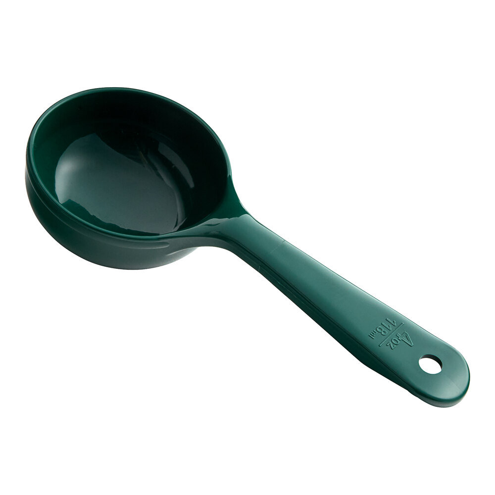 Carlisle 492808 Measure Misers 4 oz. Forest Green Acetal Short Handle Portion Spoon