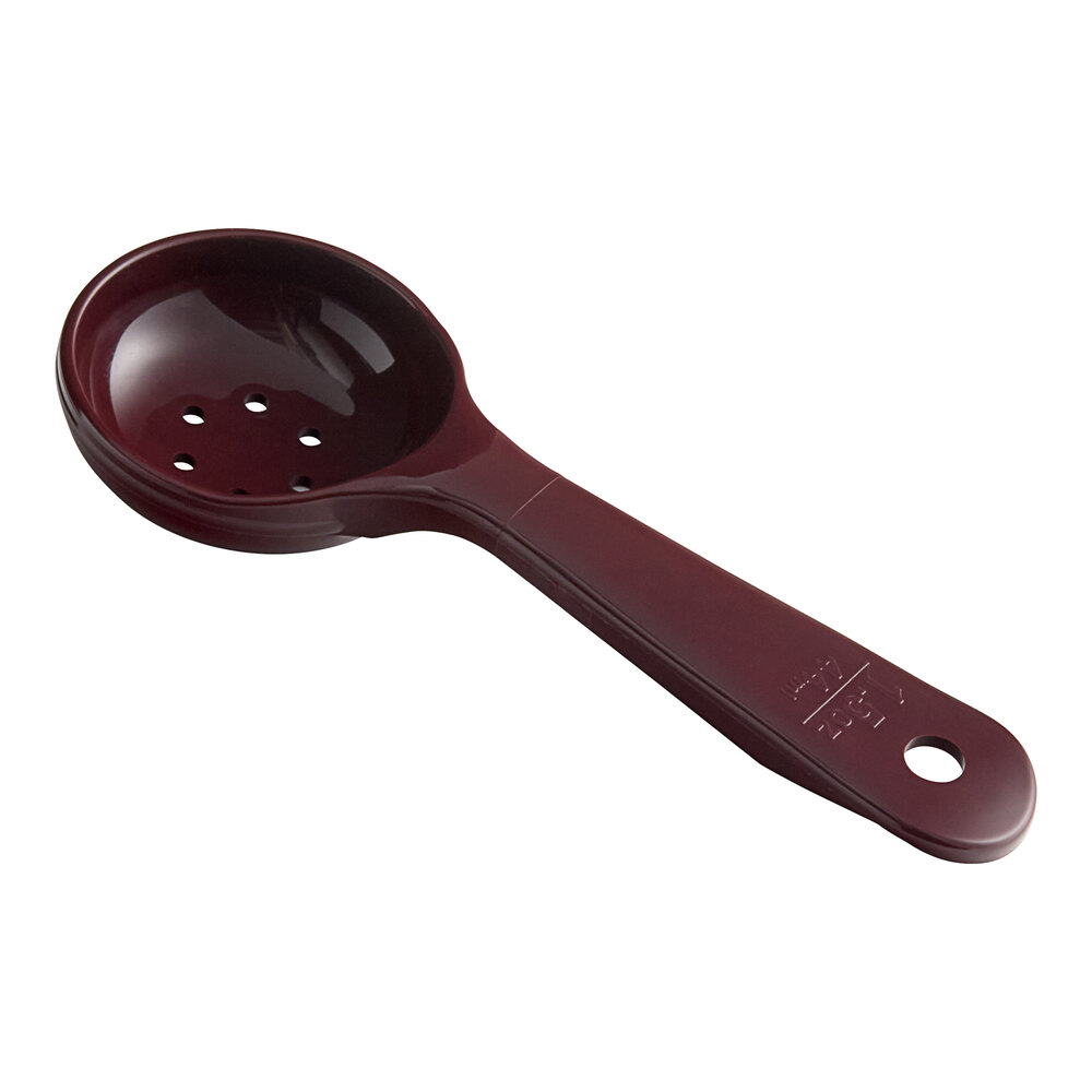 Carlisle 496101 Measure Misers 1.5 oz. Reddish Brown Acetal Short Handle Perforated Portion Spoon