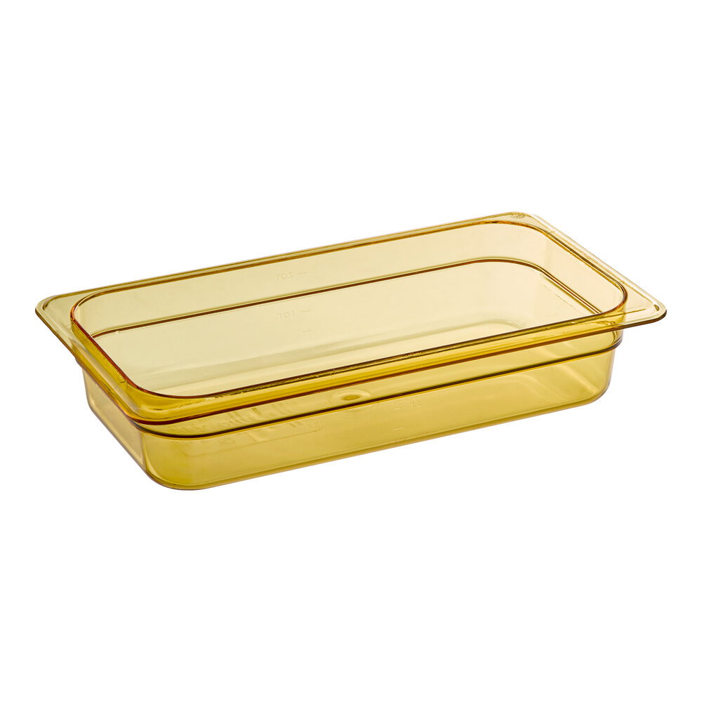 Carlisle 3086013 StorPlus 1/3 Size Amber High Heat Plastic Food Pan - 2 1/2" Deep