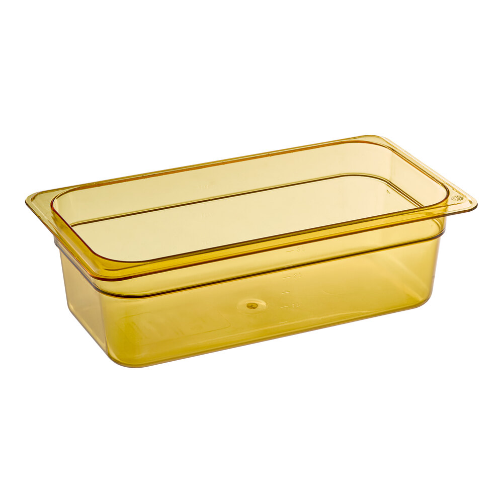 Carlisle 3086113 StorPlus 1/3 Size Amber High Heat Plastic Food Pan - 4" Deep