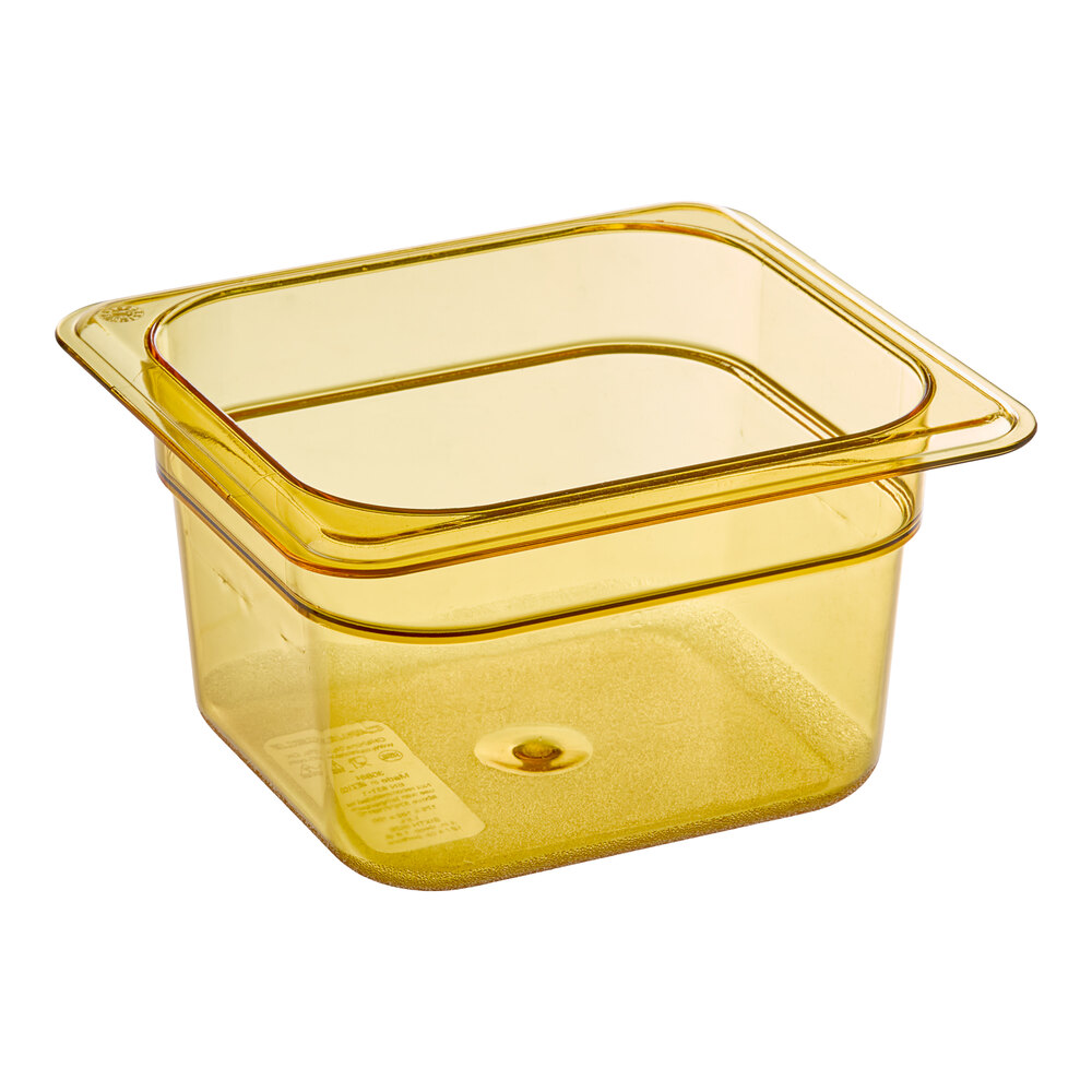 Carlisle 3088413 StorPlus 1/6 Size Amber High Heat Plastic Food Pan - 4" Deep