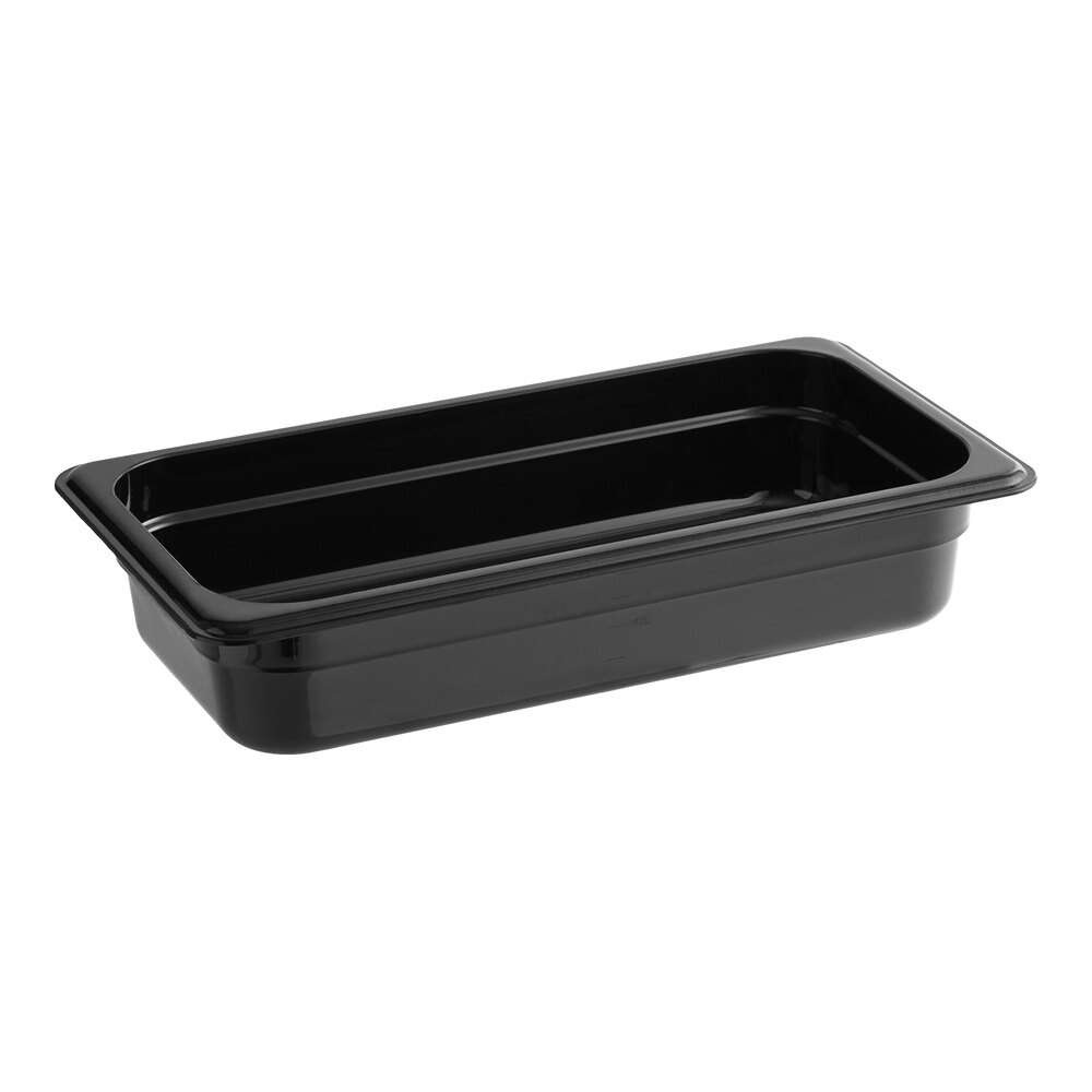 Carlisle 3086003 StorPlus 1/3 Size Black High Heat Plastic Food Pan - 2 1/2" Deep
