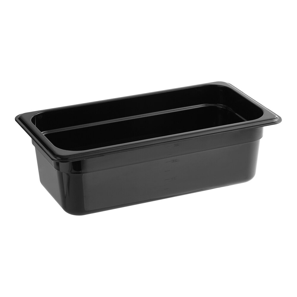 Carlisle 3086103 StorPlus 1/3 Size Black High Heat Plastic Food Pan - 4" Deep