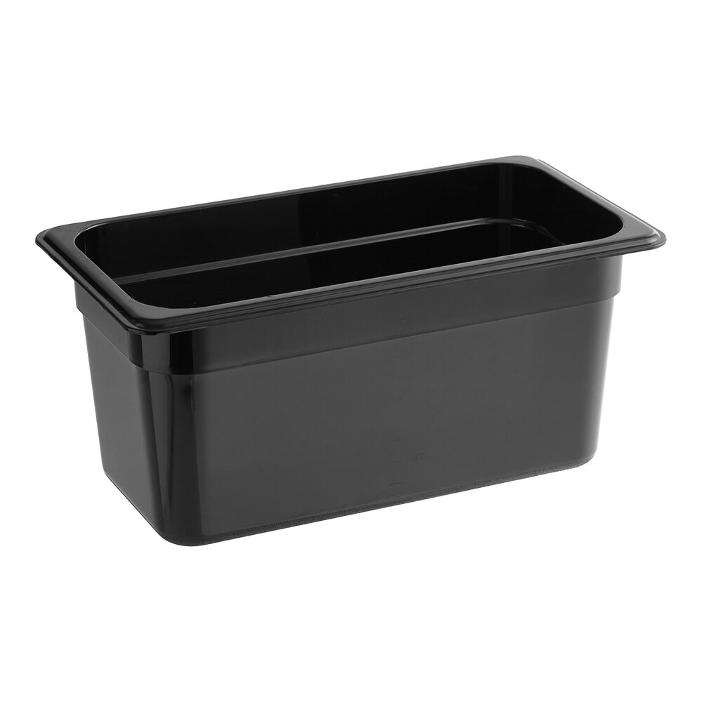 Carlisle 3086203 StorPlus 1/3 Size Black High Heat Plastic Food Pan - 6" Deep