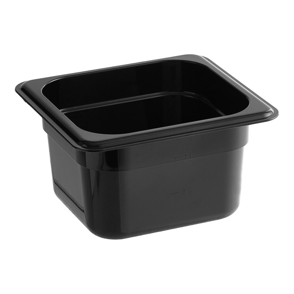 Carlisle 3068403 StorPlus 1/6 Size Black Polycarbonate Food Pan - 4" Deep