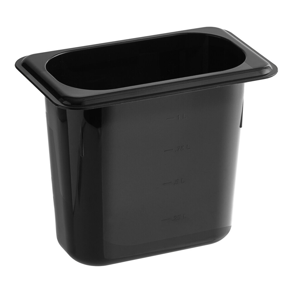 Carlisle 3068803 StorPlus 1/9 Size Black Polycarbonate Food Pan - 6" Deep