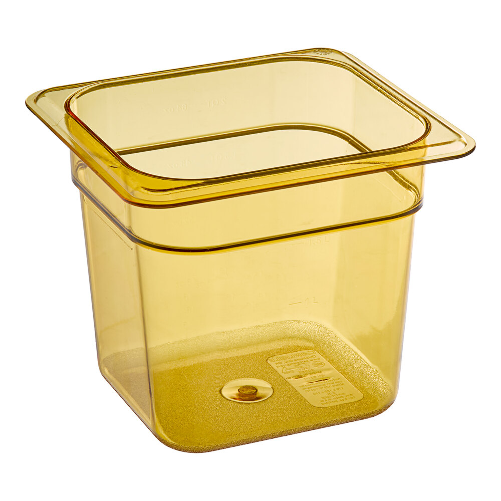 Carlisle 3088513 StorPlus 1/6 Size Amber High Heat Plastic Food Pan - 6" Deep