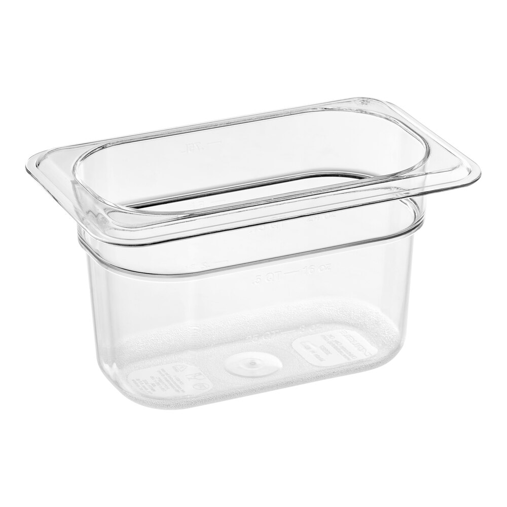 Carlisle 3068707 StorPlus 1/9 Size Clear Polycarbonate Food Pan - 4" Deep