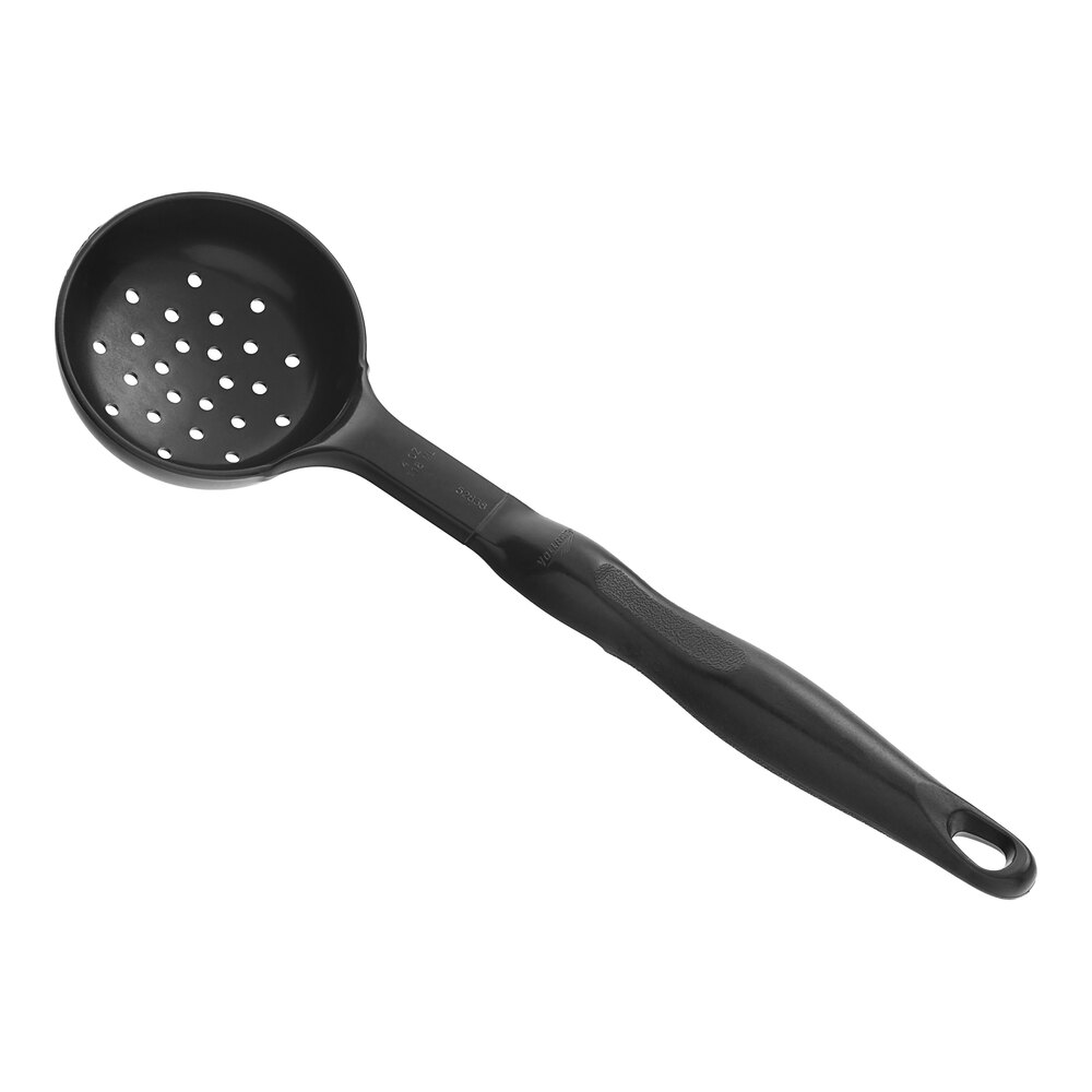 Vollrath 5283820 4 oz. Black High Heat Perforated Round Nylon Spoodle® Portion Spoon
