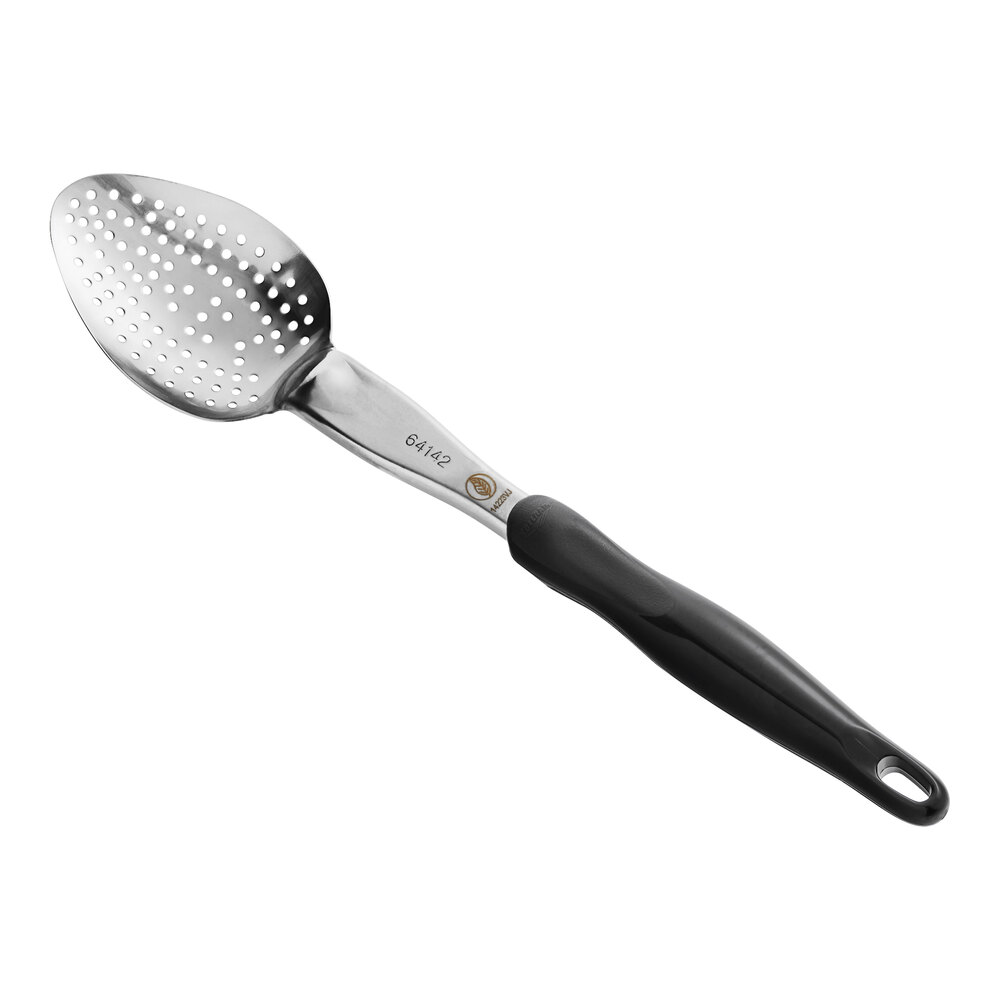 Vollrath 64132 Jacob's Pride® 14" Heavy-Duty Perforated Basting Spoon with Black Ergo Grip Handle