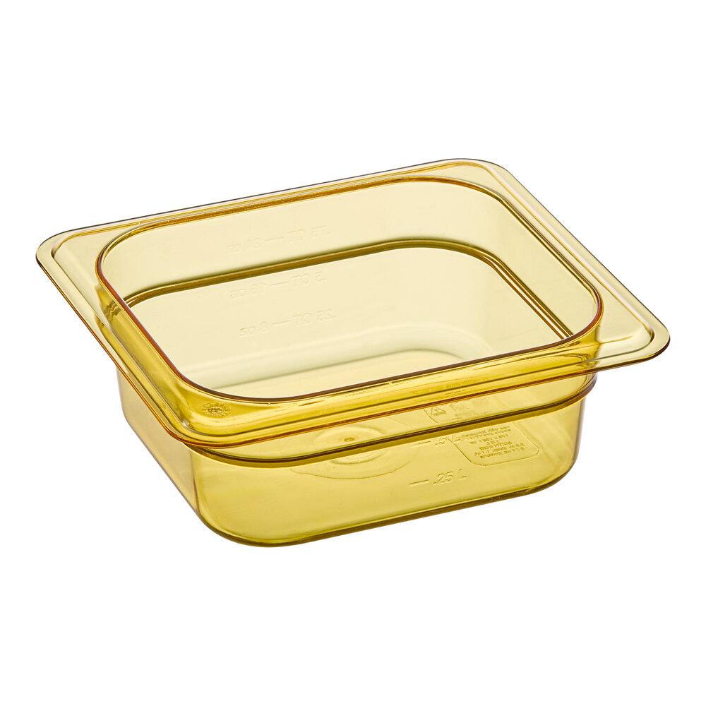 Carlisle 3088313 StorPlus 1/6 Size Amber High Heat Plastic Food Pan - 2 1/2" Deep